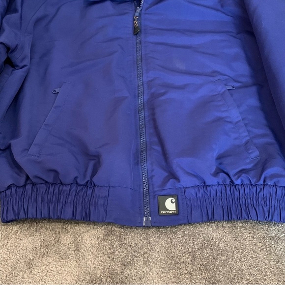 VINTAGE CARHARTT BLUE NYLON SHELL SHERPA FLEECE JACKET SIZE LARGE - Picture 4 of 9